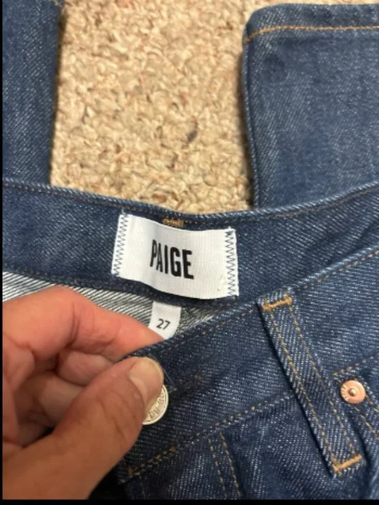 PAIGE DENIM SAWYER WIDE LEG COVERED MADELLA DARK INDIGO WASH JEANS NWT $269 27 W - Picture 11 of 12